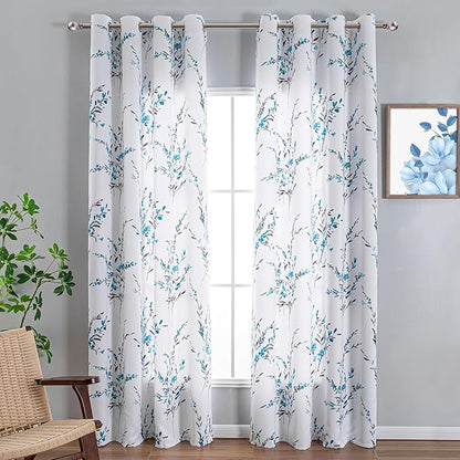 MYSKY HOME Floral Curtains for Living Room Thermal Insulated Light Blocking
