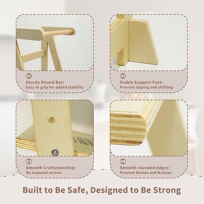 Damoch Family® Adjustable Wooden Learning Helper and Kitchen Tower for Kids - Montessori-Inspired Toddler Tower and Stool for Safe Participation in Kitchen Activities