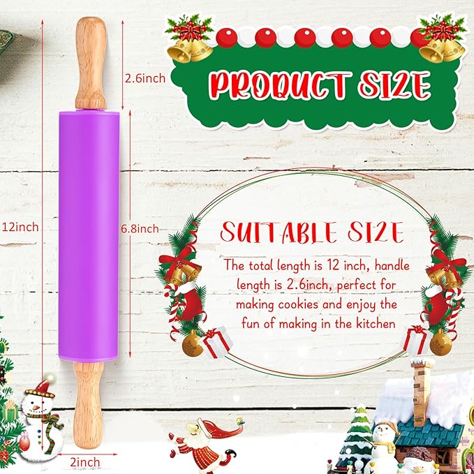 Dandat 12 Pcs Small Rolling Pin Kids 12 Inch Mini Silicone Rolling Pin