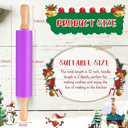 Dandat 12 Pcs Small Rolling Pin Kids 12 Inch Mini Silicone Rolling Pin