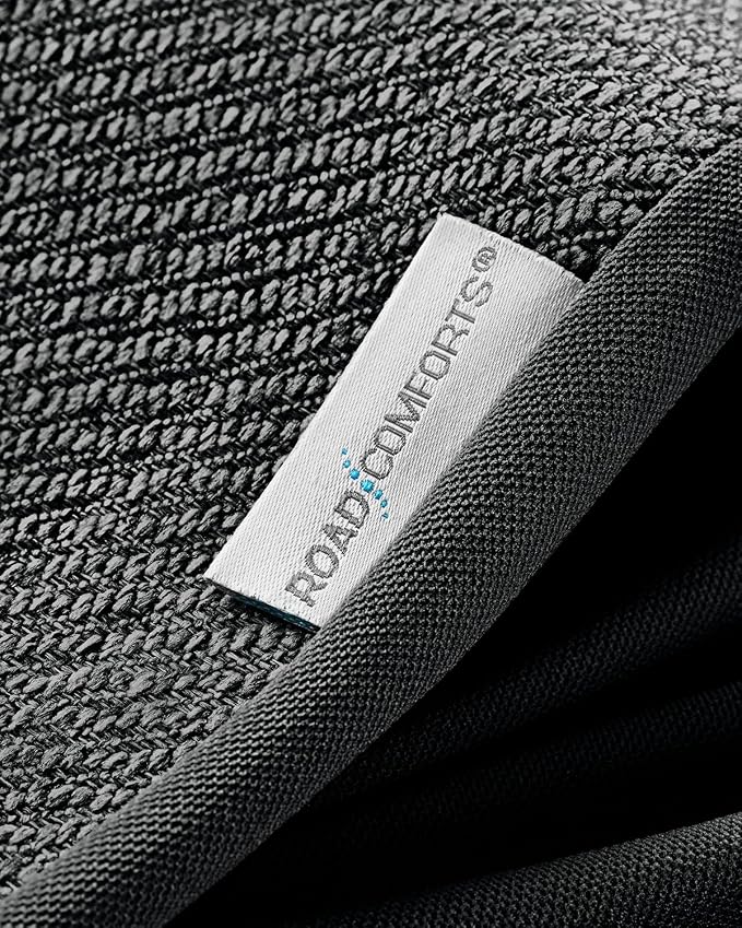 Road Comforts Car Seat Covers for Front Seat, Low Back Heavy Duty Breathable Flax Seat Protector, Airbag, Not Seat Belt Compatible, Washable Seat Cover Fits for Most Cars, Trucks, SUVs, Vans Black