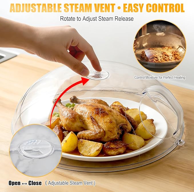 Microwave Splatter Cover for Food 12", Large Clear Microwave Splash Guard