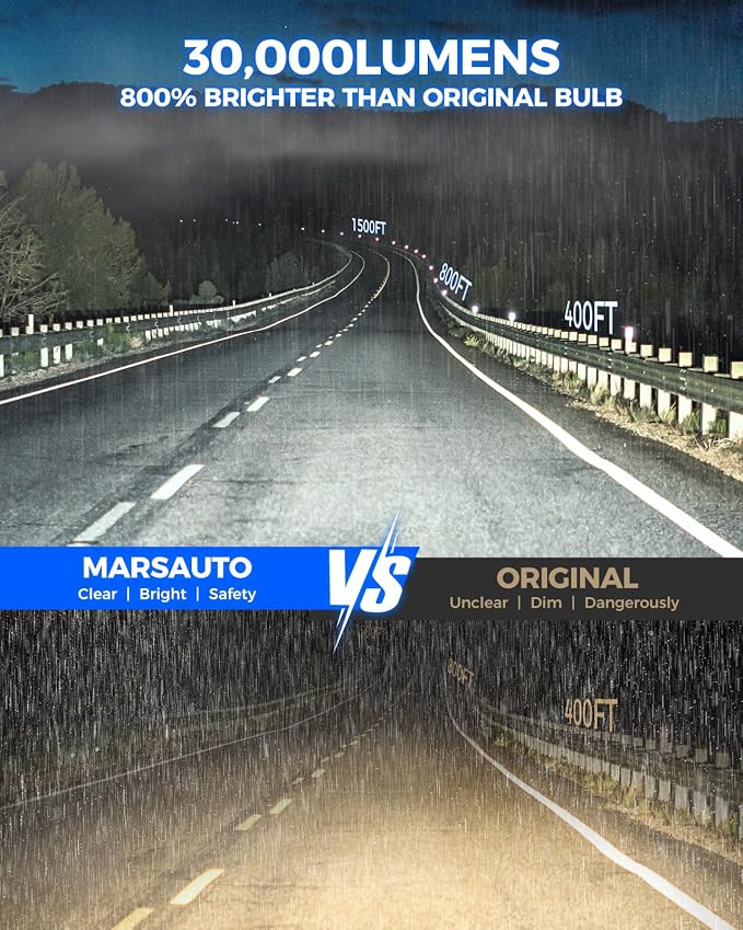 Marsauto D4S D4R HID Bulbs, 800% Ultra Brighter 30,000LM 6500K White for 66440 42402 42402WX Bulb, Plug and Play, Pack of 2