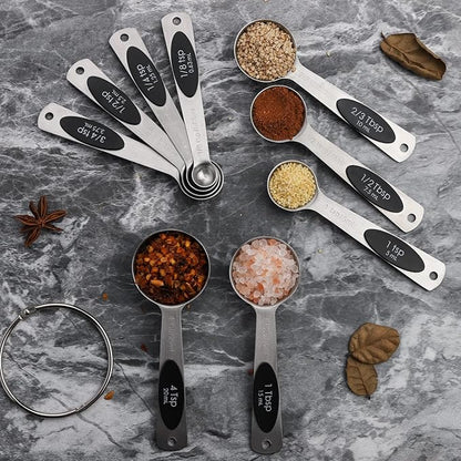 Magnetic Measuring Spoons Set of 9 Stainless Steel Stackable Measuring Spoons