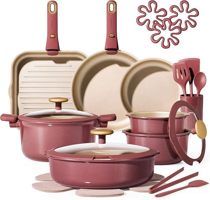 CAROTE 26 Pcs Pots and Pans Set, Nonstick Cookware Sets