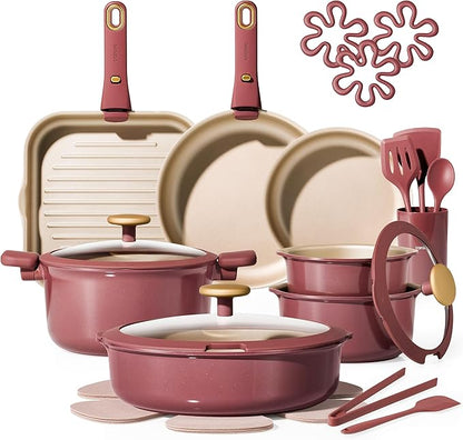 CAROTE 26 Pcs Pots and Pans Set, Nonstick Cookware Sets