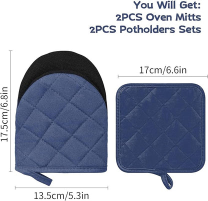 Oven Mitts and Pot Holders Set, Heat Resistant Silicone Kitchen Mini Oven