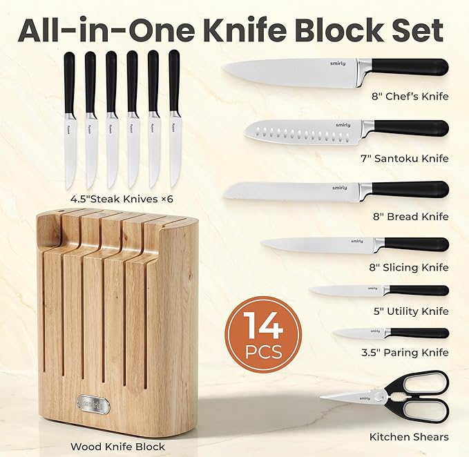 SMIRLY 14-Piece Kitchen Knife Set