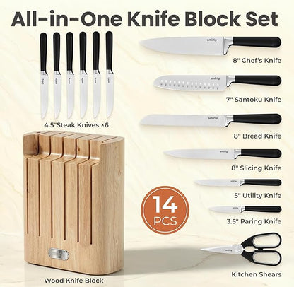 SMIRLY 14-Piece Kitchen Knife Set