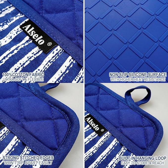 Alselo Silicone Pot Holders Set of 3 Heat Resistant & Non Slip Potholders
