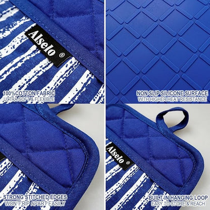 Alselo Silicone Pot Holders Set of 3 Heat Resistant & Non Slip Potholders