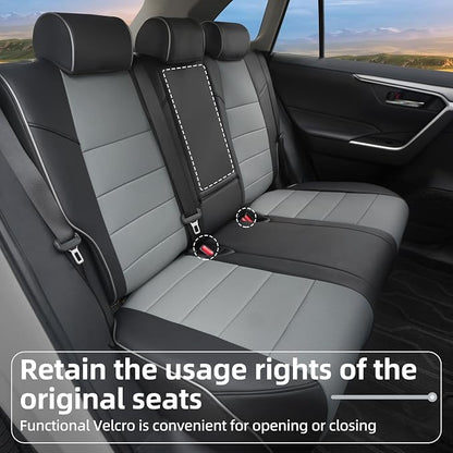 Lolcar Rav4 Seat Covers Custom Fit for Toyota RAV4 Adventure,TRD-Off Road 2019 2020 2021 2022 2023 2024, Leather Truck Seat Cover Full Set for SUV,Faux Leather(Black/Gray)