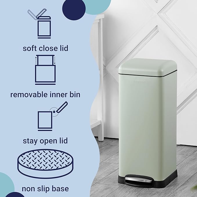 happimess HPM1007E Betty Retro 8-Gallon Step-Open Trash Can