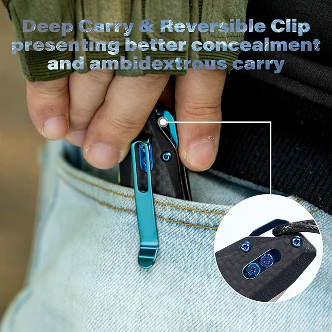 Dispatch Axis Lock Folding Pocket Knife with Clip, 3.27" D2 Steel Blade and Carbon Fiber Handle, Camping Folding Knives for Men Women Hiking Survival Pocketknife