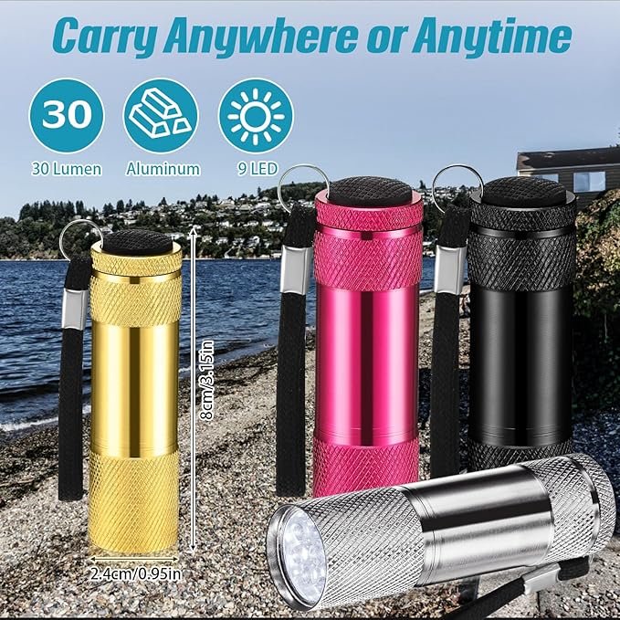 VIHOSE 20 Pcs Mini Flashlights Bulk, Bright Aluminum Handheld Flash Light with Lanyard Small LED Flashlights for Night Reading Emergency Hurricane Camping Hiking, Batteries Not Included(Novel)