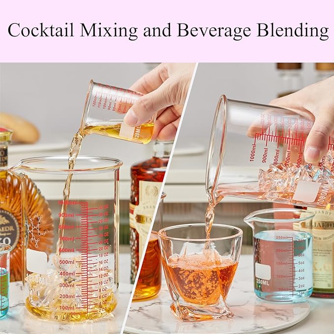 High Borosilicate Glass Measuring Cup-V-Shaped Spout, 1000ml Glass Measuring
