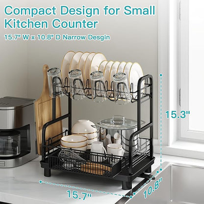 romision 2 Tier Compact Stainless Steel Dish Drainers Drying Rack