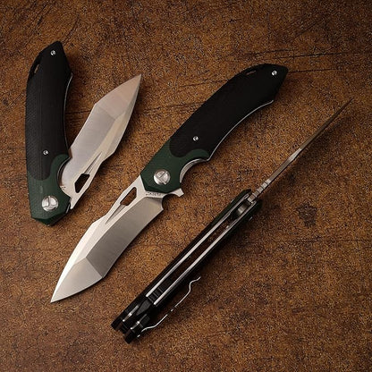 D2 Steel G10 Handle Folding Knife, Suitable for Outdoor Tactical Knife EDC, Survival, Climbing, Portable, Black