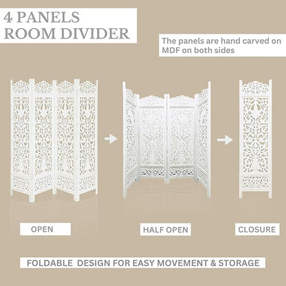 Lightnpro 4-Panel Wooden Room Divider 72"×72"