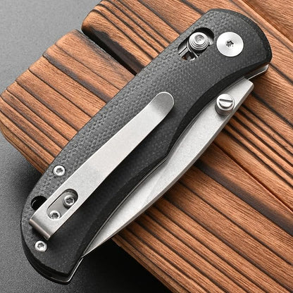 FF22 Folding Pocket Knife,VG10 Steel Blade Micarita Handle Full Tang Knife for Outdoor Activities Camping Hunting Fishing(Black)