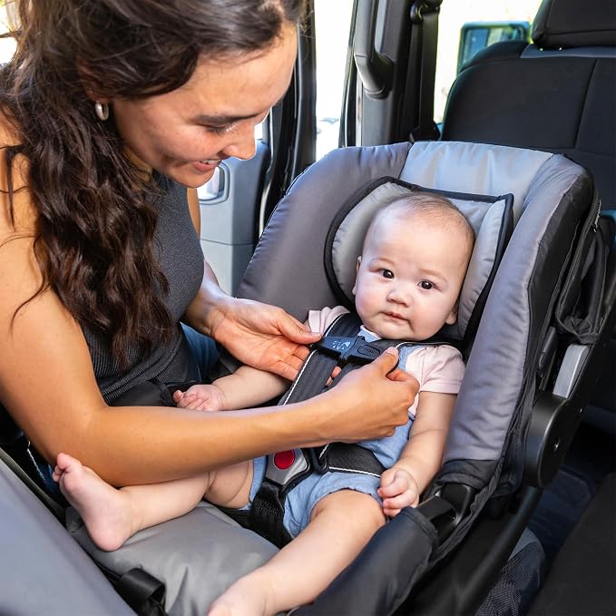Baby Trend EZ Lift 35 Plus Ergonomic Lightweight Rear Facing Infant Car Seat with Multi Position Base and Cozy Cover, Stormy Gray/Black