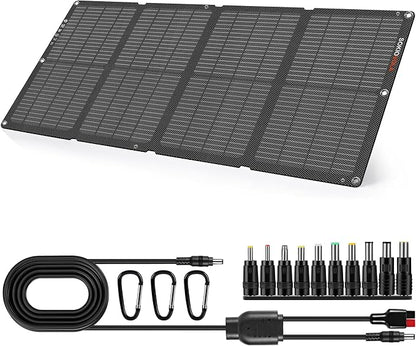 N-Type 16BB 60W Portable Solar Panels NextGen Foldable Solar Panel Charger Kit 25% Efficiency with DC USB-C USB-A Output ETFE IP68 Waterproof Solar Panel for Travel Outdoor Camping RV Trip