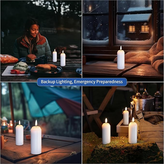 10Pack 15H+ Emergency Candles Long Burning Survival [20H+ Inside Candle Lanterns], 3??Unscented White Pillar Candle, Survival Candles for Power Outage, Camping, Hurricane