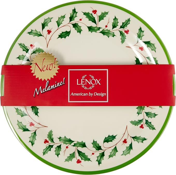Lenox 863669 Holiday 4-Piece Melamine Dinner Plate Set, Christmas Dinnerware, Hosting (Pack of 4)