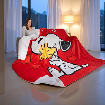 Peanuts Snoopy Heated Blanket Electric, King Size Luxurious Fleece Blanket