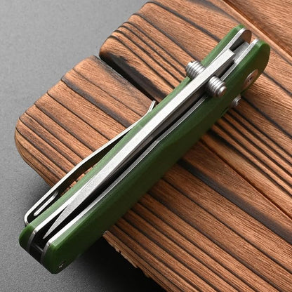 FF22 Folding Pocket Knife,VG10 Steel Blade Micarita Handle Full Tang Knife for Outdoor Activities Camping Hunting Fishing(Green)