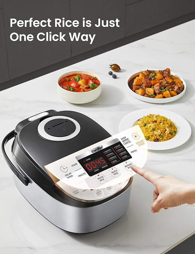 COMFEE' Rice Cooker 12 Cups Cooked/6 Cups Uncooked, Portable Non-Stick Rice