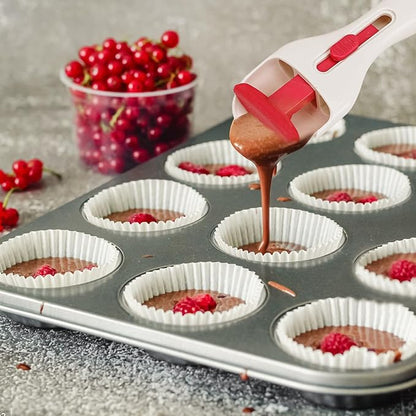 2Pcs Cupcake Scoop Batter Dispenser – One-Touch Sliding Button Dispenses Baking