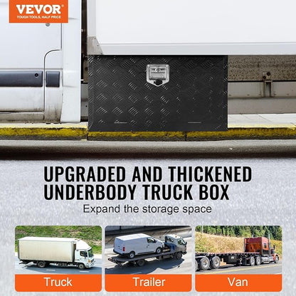VEVOR Underbody Truck Box, 30" x 17" x 18" Pickup Storage Box, Heavy Duty Aluminum Diamond Plate Tool Box with Lock and Keys, Waterproof Trailer Storage Box with T-Handle Latch for Truck, Van, Trailer