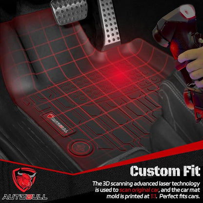 Floor Mats Compatible with Volkswagen VW Tiguan 2018-2024, All Weather TPE Floor Liners, Custom Fit Car mats, 1st & 2nd Row, Black