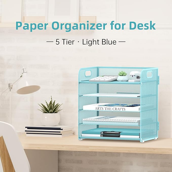 2 Pack 5-Tier Blue Desk Organizer