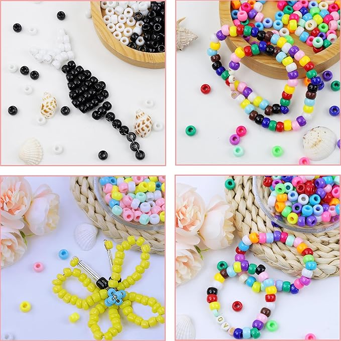 XIANNVXI 530pcs Pony Beads Kit for Friendship Bracelet 18color 9mm Pony Kandi Letter Beads Kit for Jewelry Making DIY Crafts