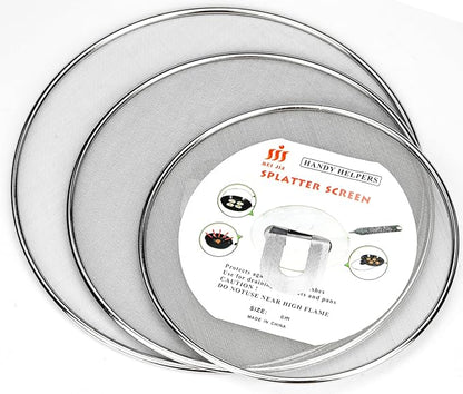 3 Pack Splatter Screen for Frying Pan 13" 11.5" 9.8" Stainless Steel Grease