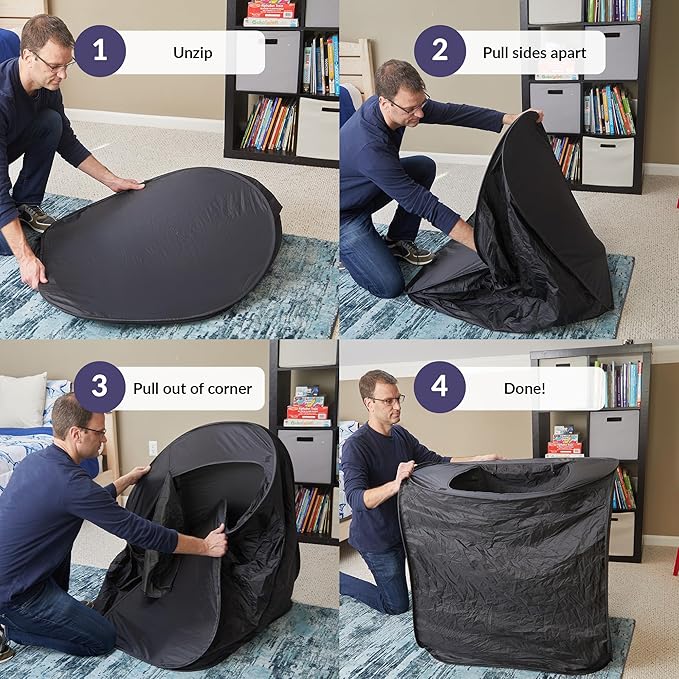 Sensory Tent for Kids & Adults | Calming Hideout & Cozy Pop-Up Blackout Sensory Tent for Autism & Anxiety | Autism Space for Calm Corners, Therapy & Relaxation | Double