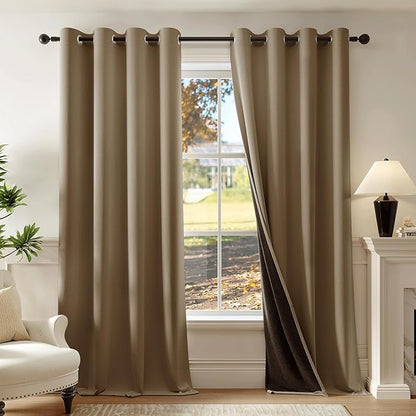 Beauoop 100% Blackout Curtains 96 Inch Long 2 Panels