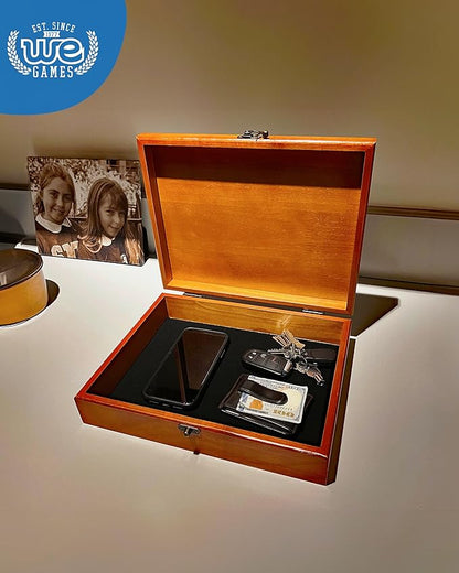 WE Games Wooden Memory Box for Keepsakes – Vintage Decorative Storage Box with Lid - Light Cherry Finish with Engraving
