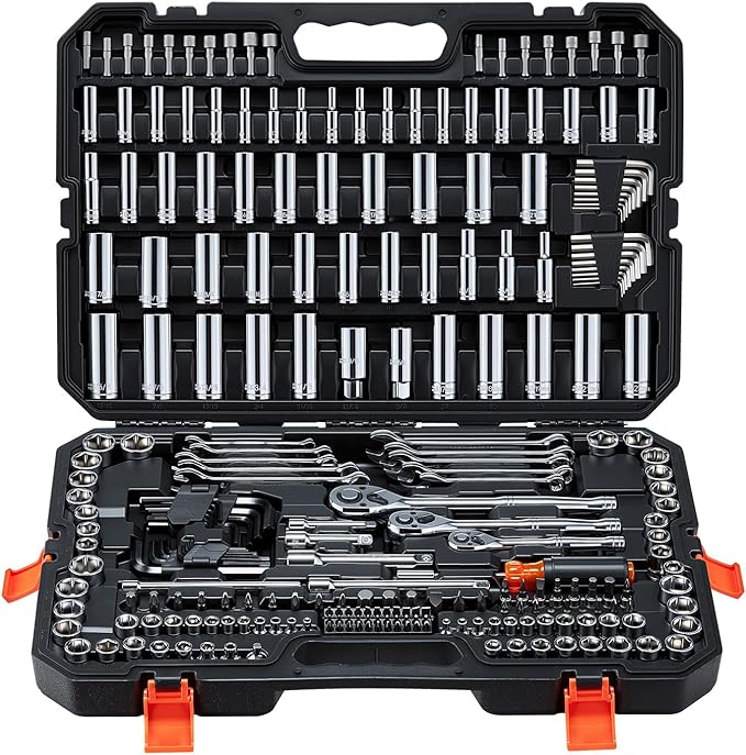 VEVOR Mechanics Tool Set, 253-Piece Mechanic Tool Kit, 1/4 in, 3/8 in, and 1/2