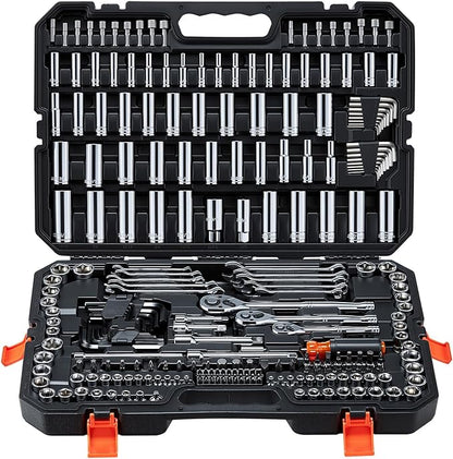 VEVOR Mechanics Tool Set, 253-Piece Mechanic Tool Kit, 1/4 in, 3/8 in, and 1/2