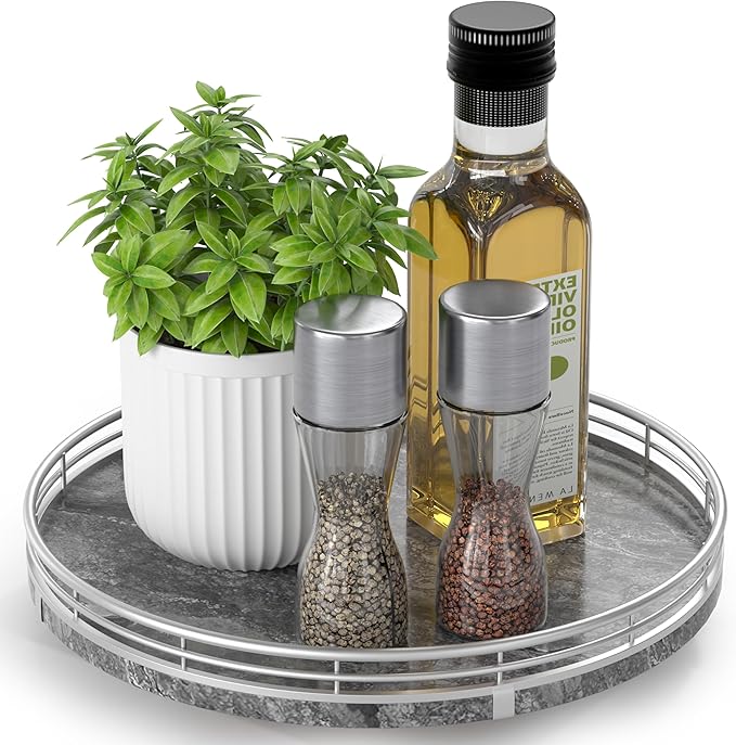 Gray Marble Lazy Susan Turntable