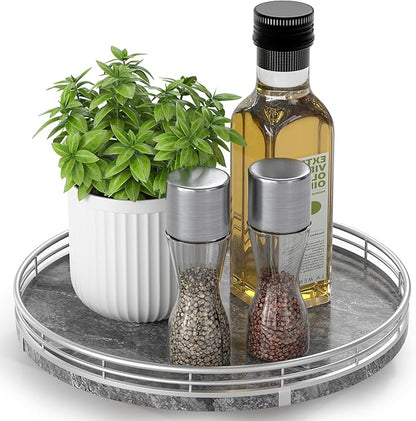 Gray Marble Lazy Susan Turntable