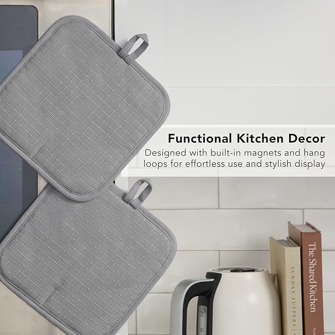 KITCHENAID Gourmet Series Gridlines Pot Holders 2-Pack Set, Heat Resistant up