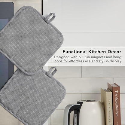 KITCHENAID Gourmet Series Gridlines Pot Holders 2-Pack Set, Heat Resistant up