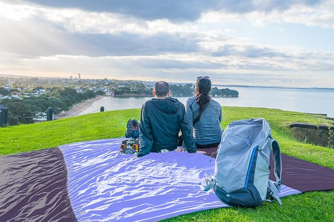 WEKAPO Beach Blanket Sandproof Waterproof, Extra Large Beach Mat, Oversized & Compact Sand Free Mat Quick Drying, Lightweight & Durable with Stakes & Corner Pockets