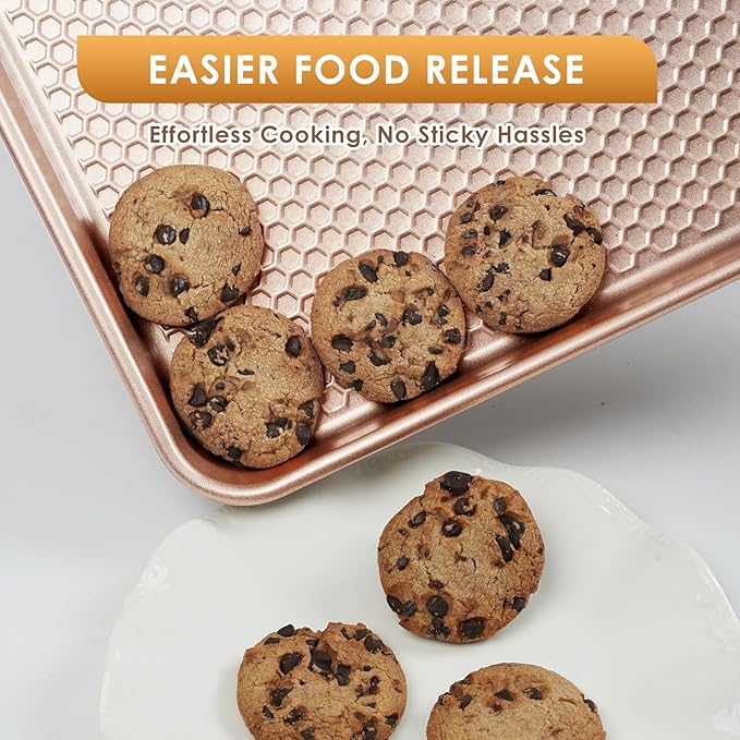 Baking Sheet Pan Set of 3, Nonstick Carbon Steel Cookie Sheets