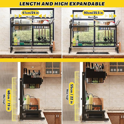 ilvvan Over Sink Dish Drying Rack Snap-On Design Large Dish Drainer Storage