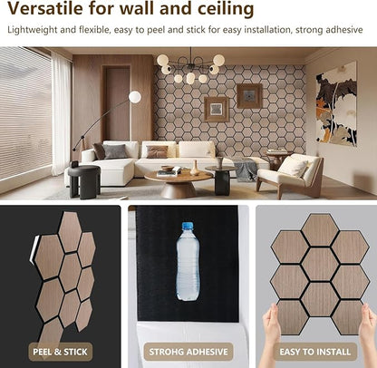 Hexagon Acoustic Wall Panels, Self-Adhesive Sound Absorbing Wall Panel by ARMURO